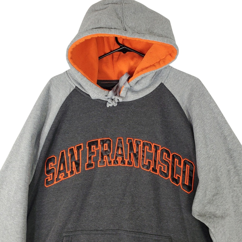 Renegade San Francisco Hoodie Mens Medium Gray Orange Raglan Pullover Sweatshirt